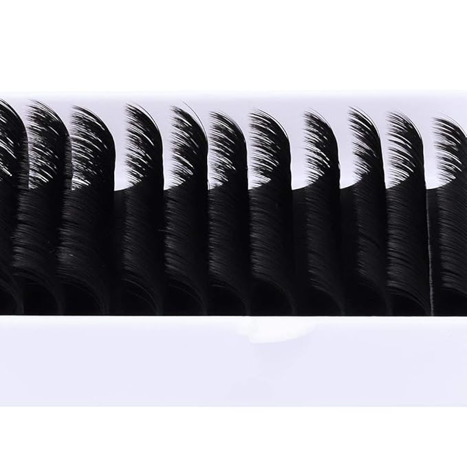 Easy Fan Volume Lashes 8-14mm Mixed Tray CC Curl Lash Extensions Self Fanning Eyelash Extensions Russian Blooming Lash Extension Supplies(0.07-CC, 9-17mm Mix)