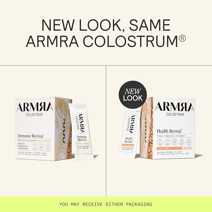 ARMRA Colostrum Powder | Blood Orange | Gut Health & Bloating | Skin & Hair | Immunity | Keto, Gluten & Fat-Free | 60 Servings