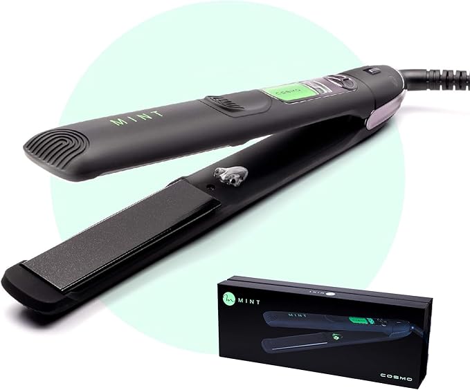 Professional Series Ultra-Smooth Cosmo Flat Iron for Thick Hair by MINT | Powerful Salon-Grade Single-Pass Ceramic Tourmaline Ionic Hair Straightener. Travel-Ready Dual Voltage