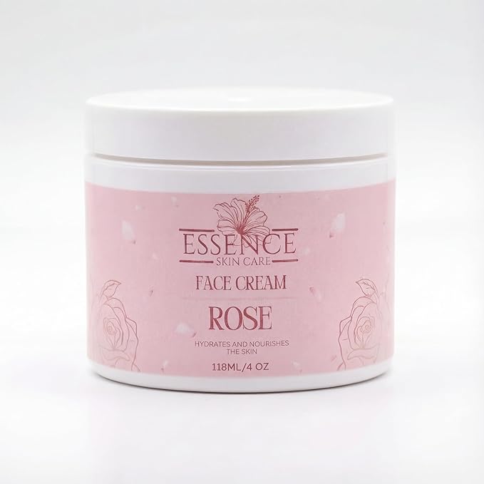 Essence Skin Care Rose Face Cream, Deeply Hydrating, Nourishing Moisturizer with Rose Water, Aloe Vera, Sweet Almond Oil, Shea Butter, Hyaluronic Acid, Hibiscus Extract