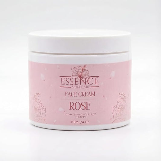 Essence Skin Care Rose Face Cream, Deeply Hydrating, Nourishing Moisturizer with Rose Water, Aloe Vera, Sweet Almond Oil, Shea Butter, Hyaluronic Acid, Hibiscus Extract