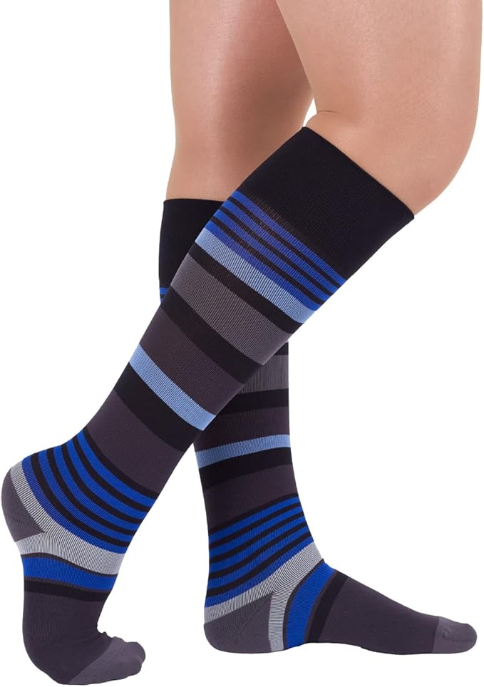 Rejuva Motley Stripe 15-20 mmHg Graduated Compression Socks for Women & Men