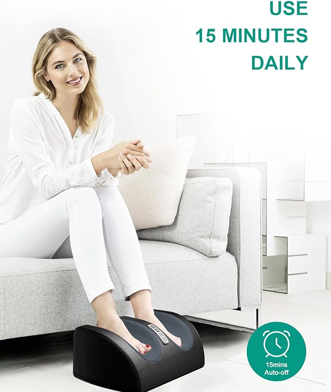 LINGTENG Shiatsu Foot Massager with Heat, FSA Eligible HSA Foot Massager for Foot Massage and Calf Massage, Foot and Calf Massager with Roller, Gifts for Mom & Dad, Valentines Day Gifts