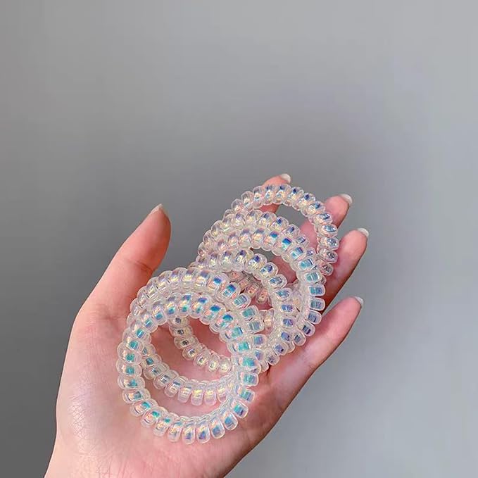 Spiral Hair Ties No Damage for Thick and Thin Hair for Women Hair Accessories for Girls Durability Rubber No Deformation and Tear (20pc，Rainbow Sheen)