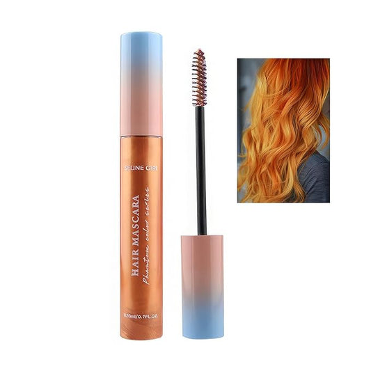 Eshioh Temporary Hair Mascara, 8 Vibrant Colors Temporary Hair Color Dye, Safe Green Formula Hair Mascara, Hair Color for Parties, Halloween, Birthdays, Hair Chalk for Women #orange