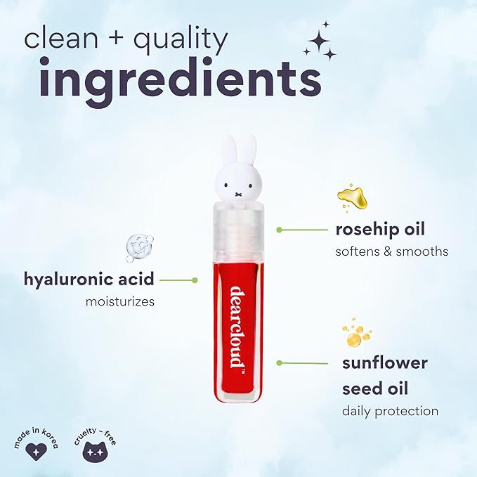 dearcloud Miffy Lip Serum Jelly - Dear Bun Tinted Gloss for Hydration & Shine (Dear Bun)