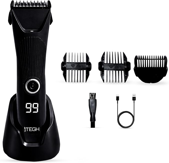 TEGH 7-in-1 Men’s Beard & Body Grooming Kit – Cordless Electric Beard, Hair & Body Trimmer for Men, Rechargeable Waterproof Groomer with Adjustable Guards