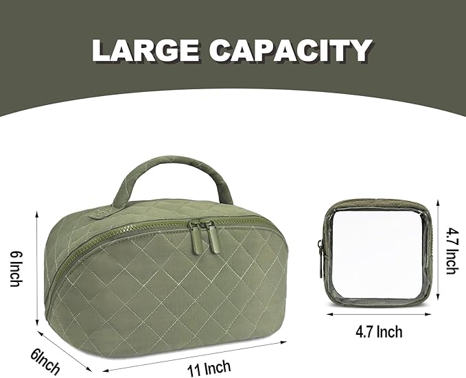 Makeup Bag,Quilted Puffer Cosmetic Bags,Travel Toiletry Bag for Women,Large Capacity Waterproof Make up Bag Set