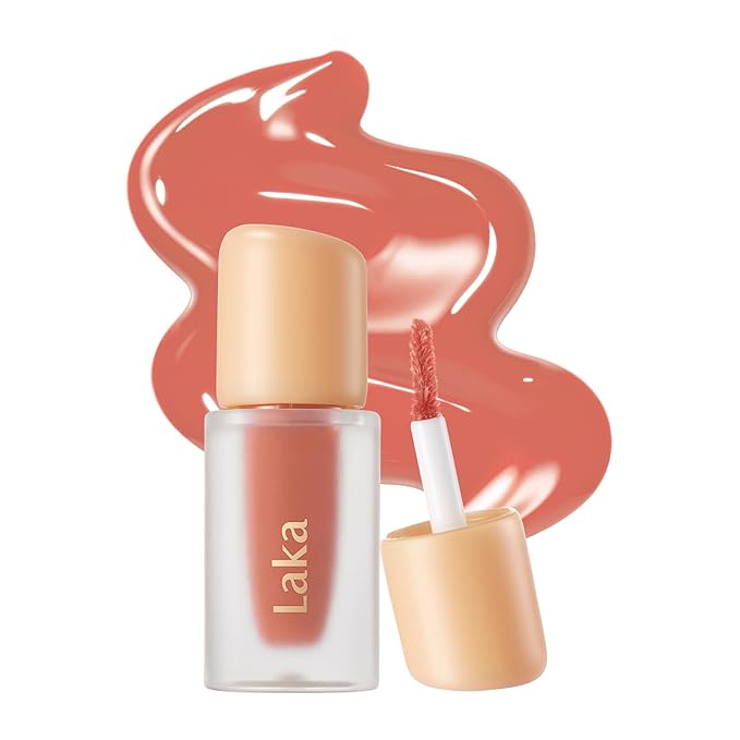 Laka Fruity Glam Lip Tint Mini, 1.9g/0.07oz, Glowing Lip Stain with Wide Color Spectrum, Hydrating & Lightweight Texture, Long-Lasting Bold Stain, Non-Sticky, Vegan, K-Beauty (#125 Mango)
