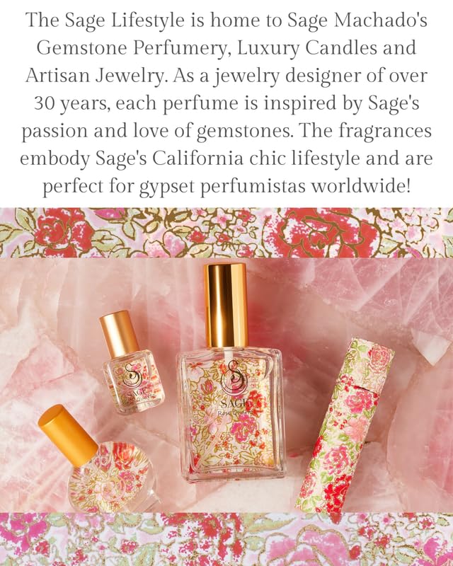 The Sage Lifestyle Rose Quartz Mini Spray, Rose, Honeysuckle, Sandalwood, Jasmine, Perfume for Women, Long Lasting, Clean Fragrance, Floral, Parfum, Artisan, 1/2oz, Travel Size, Mini Perfume for Women
