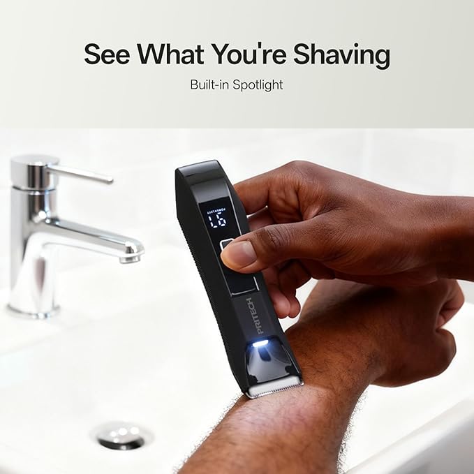 PRITECH Body Trimmer for Men,Body Hair Trimmer & Electric Razor for Pubic,Groin,Chest,Back,Balls,Waterproof Men's Groomer with 2 in 1 Ceramic & Foil Blades for Sensitive Areas,Cordless & Rechargeable