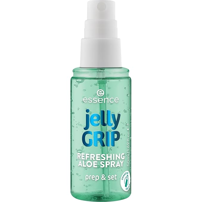 essence Jelly Grip Refreshing Aloe Spray, Fixation Spray, Transparent, Moisturising, Refreshing, Radiant Fresh, Vegan, Oil-Free, Alcohol-Free, Paraben-Free, Pack of 1 (50 ml)