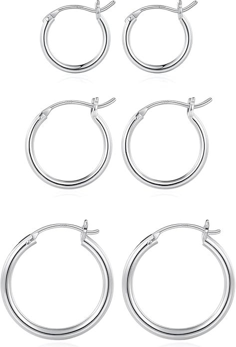 M MOOHAM 14K-Gold-Plated Hoop Earrings for Women - Hypoallergenic 14K Gold 925 Sterling silver-plated Post Sensitive Ears Nickel Free Hoops Earrings Set for Women Jewelry Lightweight 13-60mm