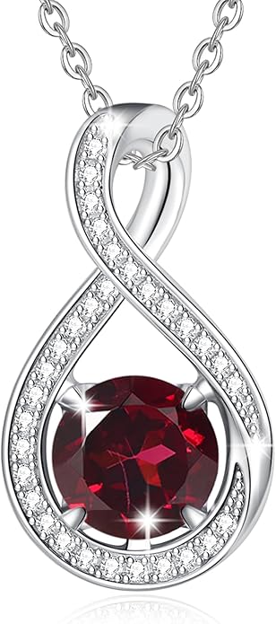 FANCIME Birthstone Necklaces for Women Fine Jewelry Sterling Silver Infinity Pendant Anniversary Birthday Gifts for Her Women Wife Mom Lady Daughter, Chain 16"+2" Extend
