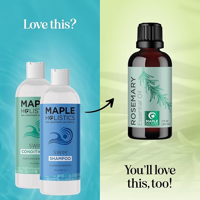 After Swim Shampoo and Conditioner Set - Chlorine Shampoo and Conditioner for Swimmers with Tea Tree and Rosemary Oil - Clarifying Shampoo for Hard Water Chlorine and Saltwater with Replenishing Oils