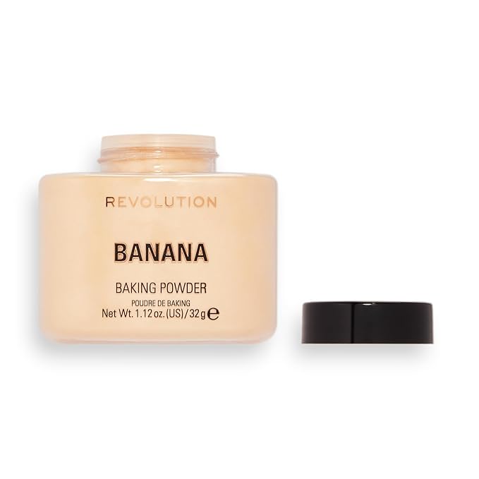 Revolution, Loose Baking Powder, Makeup Setting Powder, Long-Lasting Coverage, Mattifies & Reduces Shine, Banana, 1.12 oz