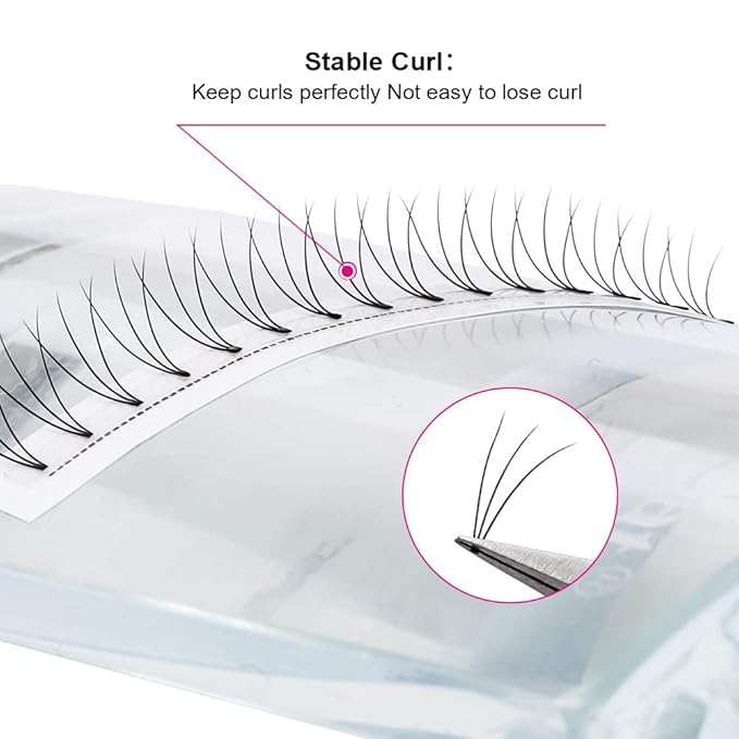 Volume Lash Extensions 3D to 20D Premade Fans Eyelash Extensions Pointy Base Premade Lash Extensions Fans 0.05 0.07 0.10 8-20mm Available Premade Lash Fans Thin Base (3D-0.10-D, 8-14)