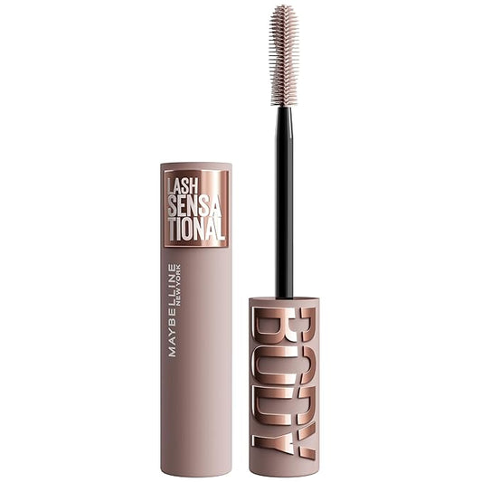 Maybelline Lash Sensational Body Washable Mascara, Volume and Length Formula for 24HR Lash Lift, Smudge and Clump-Resistant, Brownish Black