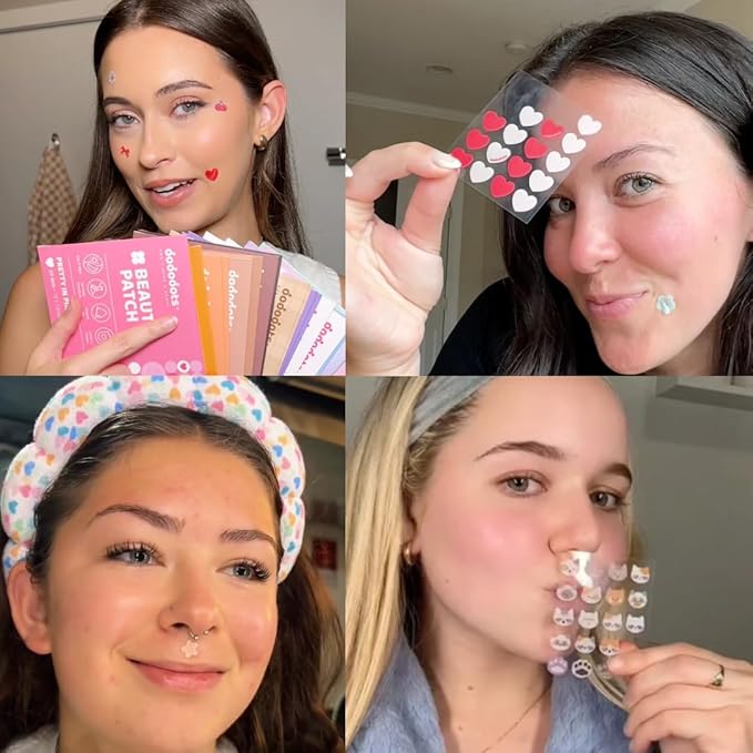 Dododots Butterfly, Cat, Flower and Heart Pimple Patches for Face - Cute Acne Hydrocolloid Patch, Pimple Patches for Zit, Spot and Blemish Treatment, 80 Acne Patches, 4 Set