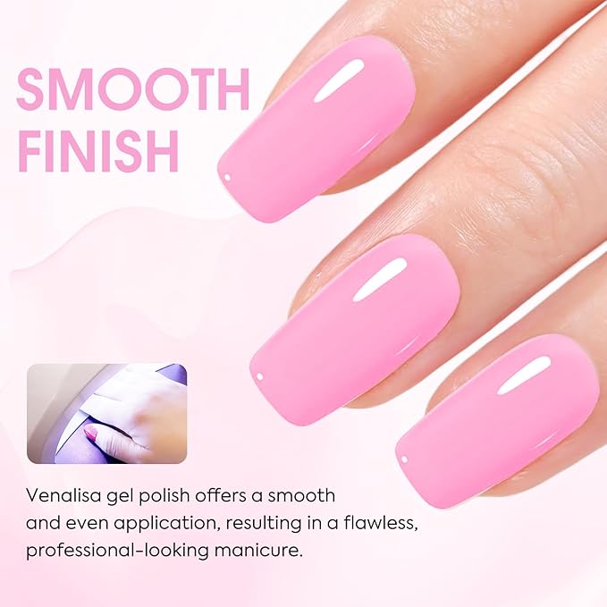 VENALISA Pink Gel Nail Polish 1 Pcs 12ml Pink Color Gel Polish Soak Off UV Salon Manicure DIY at Home Nail Art For Girls Women