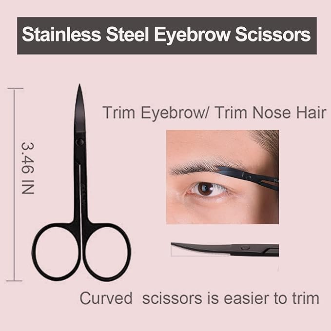 Sunuly Eyebrow Razor, 7 in 1 Brow Kit, Eyebrow Trimmer Set Including Brow Razors, Brush, Scissors, Tweezers, with Plastic Box for Women Men Eyelash Facial Grooming