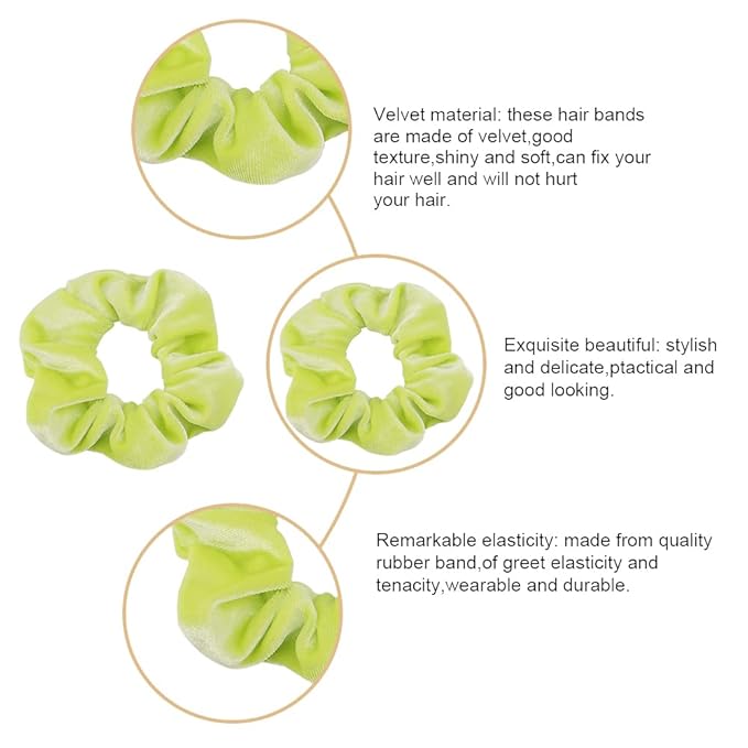Didder 20 Pcs Light Green Velvet Scrunchies, Soft Elastic Hair Ties for Women Girls, Hair Accessories