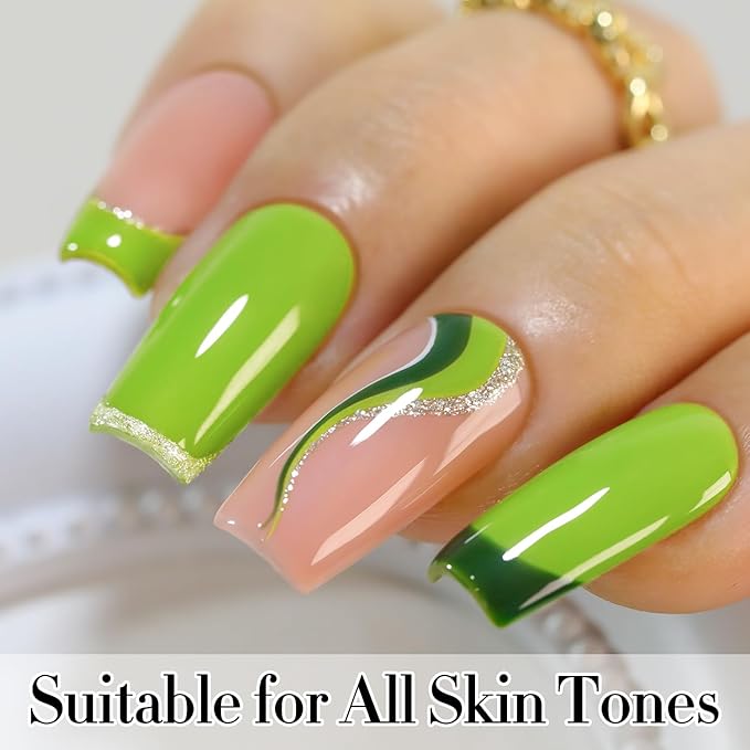 Double Rhythm Gel Polish 15ML Jelly Sheer Pastel Light Milky Color Pearl White Bottle 1 PC 0.5 OZ Full Size Nail Art Salon at Home (Forest Green-D1068)