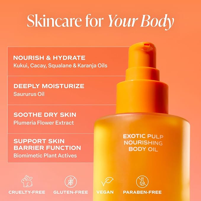 Saltair Body Oil - Luxurious Exotic Pulp After Shower and Bath Oil for Women and Men. Botanical, Non-Greasy, Well-Absorbing Moisturizer for Hydrating Dry Skin – 4oz Pump Bottle