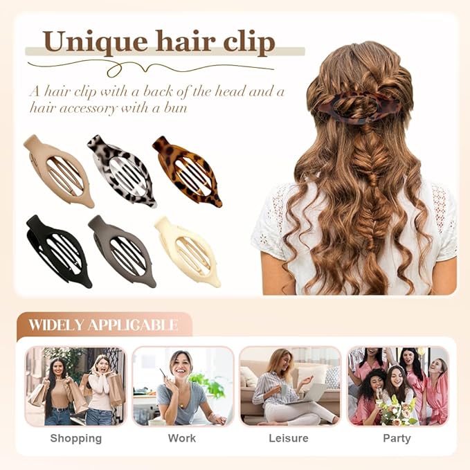 Flat Hair Clips for Women, 2026 New Flat Claw Clips for Women, Non Slip Clip For Thick to Thin Hair, Stylish Accessories for Daily Use (3PCB)