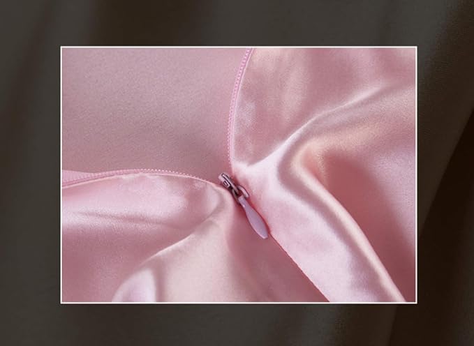 Mulberry Silk Pillowcases Set of 2, Hypoallergenic Satin Pillow Covers for Hair and Skin, with Hidden Zipper, Both Side 100% 19 Momme Silk (Pink,Standard)