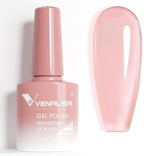 VENALISA Jelly Gel Polish 1 Pcs Translucent Nude Pink Gel Nail Polish Soak Off UV Gel DIY at Home Manicure Salon Nail Art For Girls Women