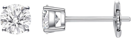 IGI Certified LAB-GROWN Round Cut Diamond Earrings 4 Prong (D-F Color, VS Clarity) Diamond Stud Earrings for Women, Elegant Stud Earrings