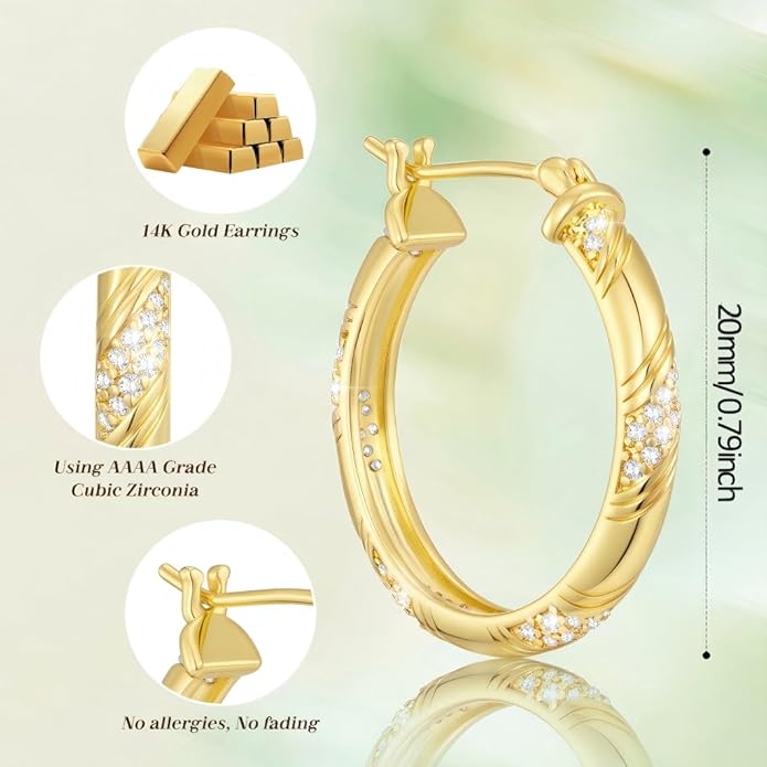14K Gold Hoop Earrings 14K Gold Earrings for Women 20/25/30/35 Gold Hoop Earrings Jewelry