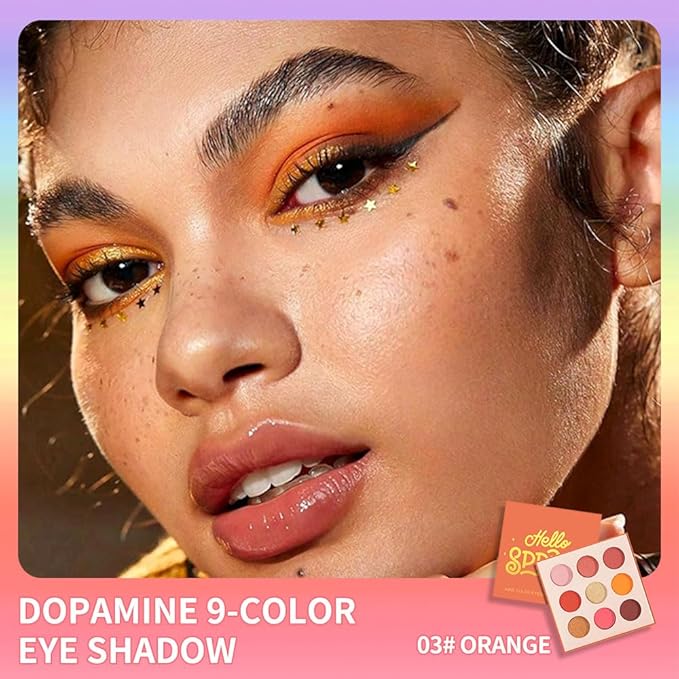 9-Color Warm Matte Shimmer Glitter Eyeshadow Palette – High Pigment Orange, Coral, Pink & Brown Shades, Long-Lasting Waterproof Blendable Eye Makeup for Summer, Daily, and Glam Looks