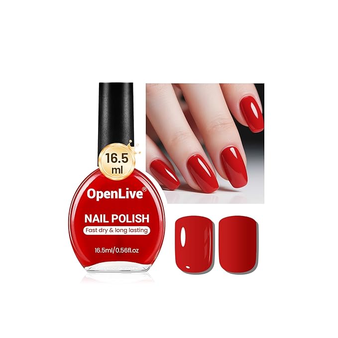 OpenLive 16.5ml Red Nail Polish Large Volume Quick Drying Nail Polish, Fast Drying and Long Lasting Color Nail Art DIY Home Manicure Gift for Women