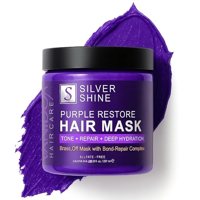 VANIDOX Silver Shine Purple Hair Mask for Gray Hair – Deep Conditioning Toner Treatment to Neutralize Brassiness, Restore Moisture & Brighten Dull Hair – Paraben & Sulfate Free, Made in USA, 8oz
