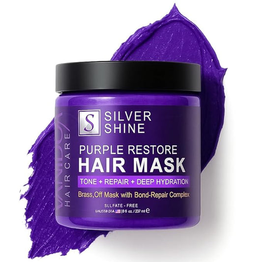 VANIDOX Silver Shine Purple Hair Mask for Gray Hair – Deep Conditioning Toner Treatment to Neutralize Brassiness, Restore Moisture & Brighten Dull Hair – Paraben & Sulfate Free, Made in USA, 8oz