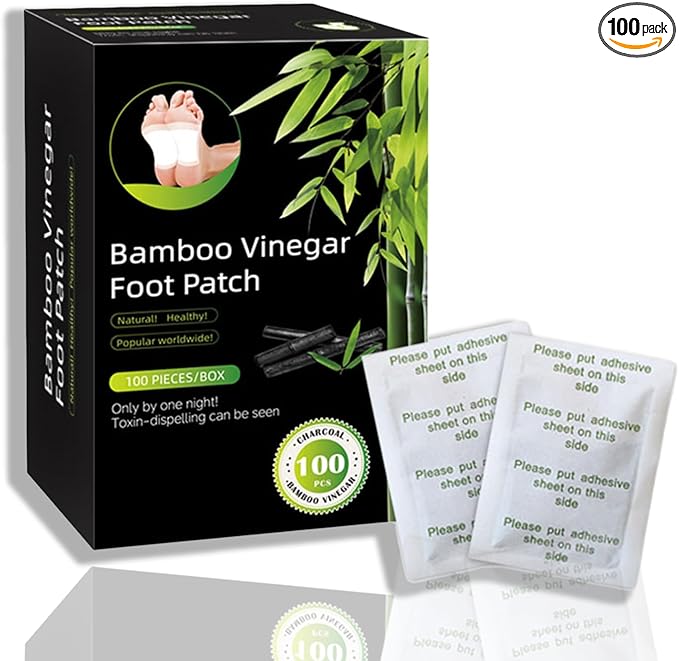 100 Packs Bamboo Foot Pads, New Upgrade for Deep Relaxation & Better Sleep, Natural Detox Patch for Body Refresh, IIncluded 100 Adhesive Sheets and 100 Foot Pads