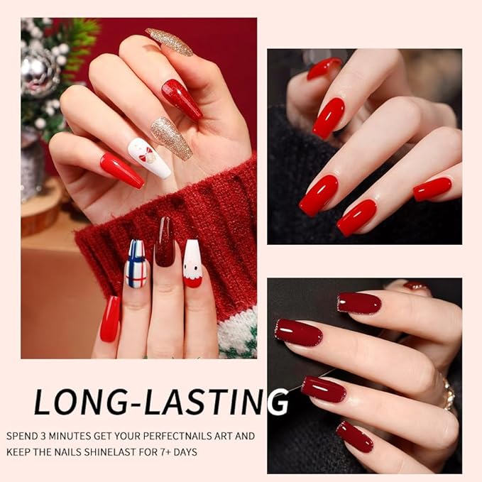 JR 12ml 10colors HEMA Free Red Gel Nail Polish Set Long Lasting Soak off UV Gel Polish Kit Nail Art DIY Manicure Salon Home Gifts for Women D Model