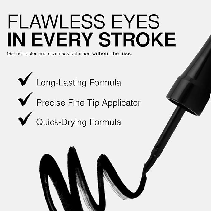 Palladio Liquid Eyeliner, Bronze, Highly Pigmented, For Intense Eye Definition, Smear-proof Liquid Eyeliner, Includes Easy Grip Wand and Felt Tip Applicator