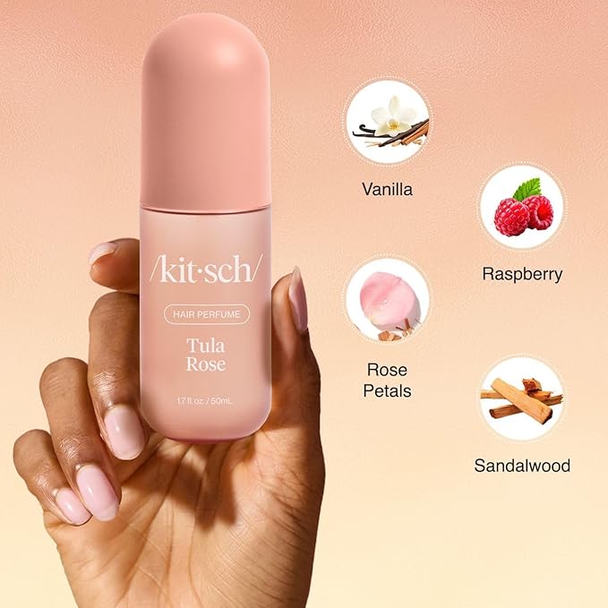 Kitsch Hair Perfume for Women - Tula Rose | Clean, Deodorizing & Patented Odor-Eliminating Technology Hair Spray & Body Mist - Freshen Hair, Body & Pillows - Floral Vanilla Scent – 50mL