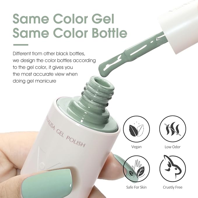 VENALISA Sage Green Gel Nail Polish, 1 Pcs Light Mint Green Gel Polish Color High Gloss Soak Off U V Nail Manicure Salon and DIY at Home Gifts for Women