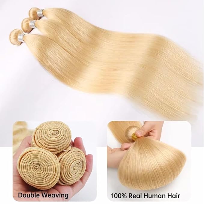 613 Hair Bundles Straight Hair Bundles Blonde Human Hair Bundle Unprocessed Brazilian 613 Straight Human Hair Bundles 22 Inch