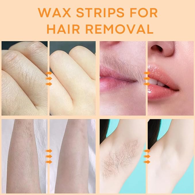 Wax Strips 100 Strips Removal Waxing Strips Patch/Patches Hair Body wax strips for Hair Removal at Home for Men and Women Depilatory Patch 100 Wax Strips + 24 Calming Oil Wipes