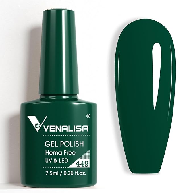 Venalisa Green Gel Nail Polish - Emerald Dark Green Color, 1 Pcs, Soak Off UV Gel DIY at Home Manicure Salon Nail Art