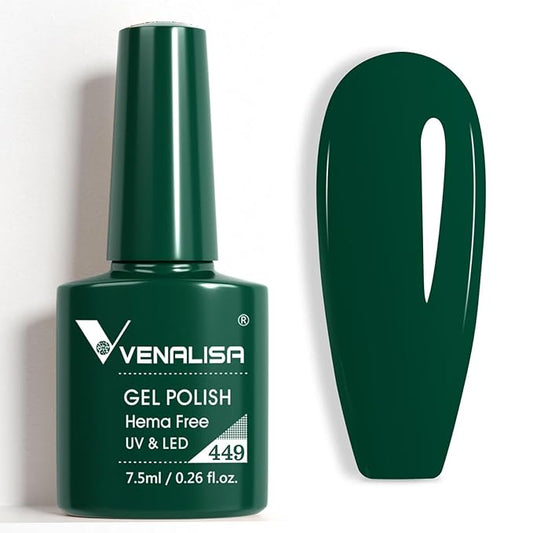 Venalisa Green Gel Nail Polish - Emerald Dark Green Color, 1 Pcs, Soak Off UV Gel DIY at Home Manicure Salon Nail Art