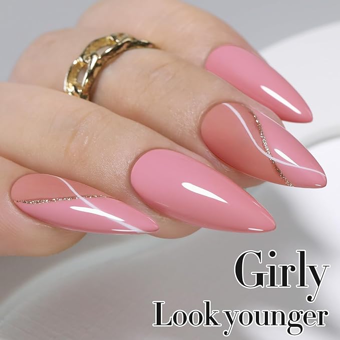 Double Rhythm Gel Polish 15ML Jelly Sheer Pastel Light Milky Color Pearl White Bottle 1 PC 0.5 OZ Full Size Nail Art Salon at Home (Pale Pink-D1470)