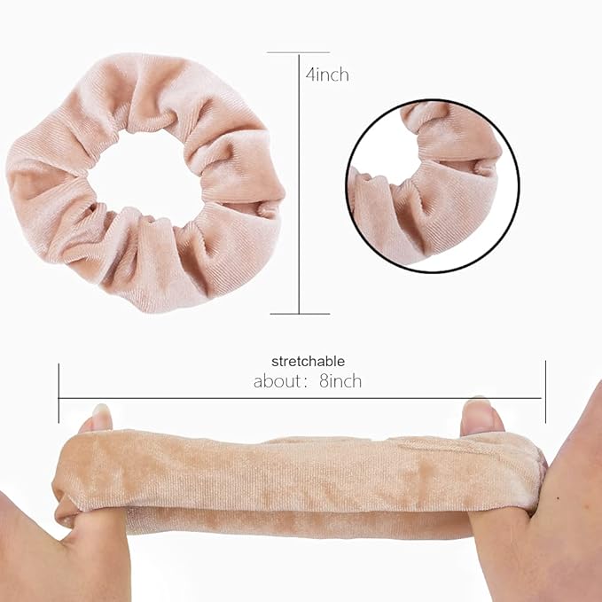 Didder 20 Pcs Light Khaki Velvet Scrunchies, Soft Elastic Hair Ties for Women & Girls