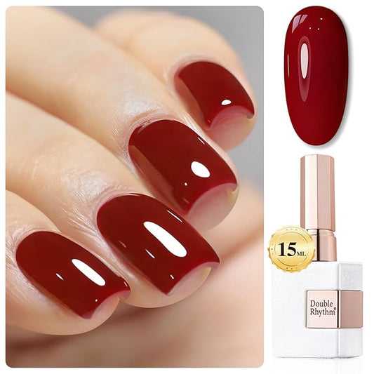 Double Rhythm Gel Polish 15ML Jelly Sheer Pastel Light Milky Color Pearl White Bottle 1 PC 0.5 OZ Full Size Nail Art Salon at Home (Pale Burgundy-D1486)