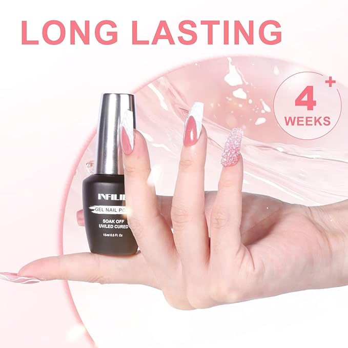 NXJ INFILILA Light Pink Gel Nail Polish, 15ml Baby Milky Pink Soak Off UV LED Gel Polish Long Lasting Shiny, Nude Jelly Sheer Translucent Color for Salon and Nail Art DIY at Home N11